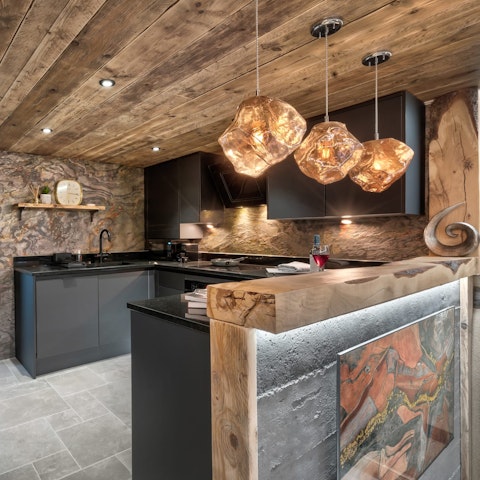 Cook a romantic dinner for two in the sleek kitchen