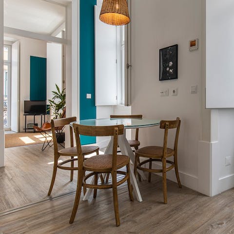 Spend a laid-back evening at home, sharing a bottle of Vinho Verde around the dining table as you plan tomorrow's itinerary