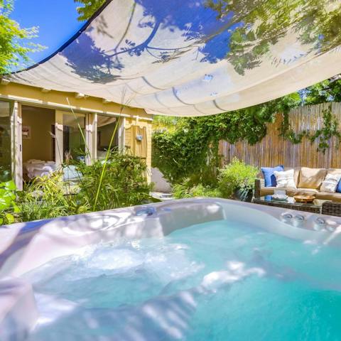 Sink into the hot tub for a long, luxurious soak