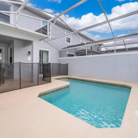 Cool off in the private pool or enjoy the larger shared pool