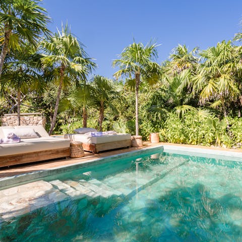 Savour refreshing swims in the private pool