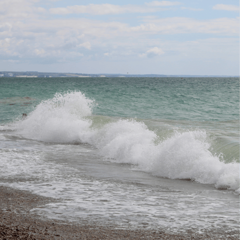 Stroll over to Felpham Beach, three minutes away