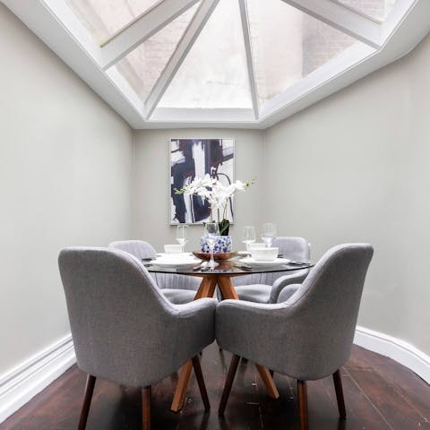 Dine with friends and family under the day or night sky