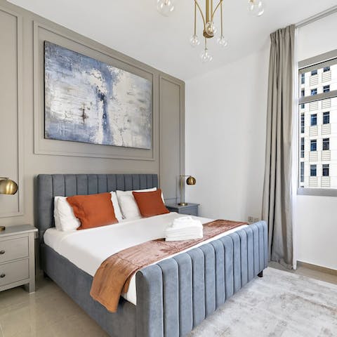Hit the sack in the luxuriously-styled bedroom – only a king-sized bed will do