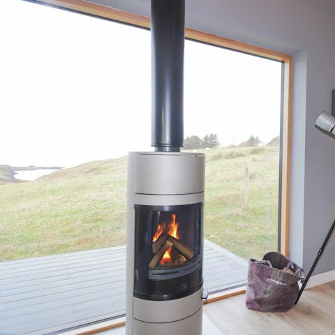 Warm up by the log burner when the Scottish weather turns colder