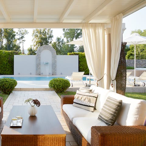 Enjoy the golden hour from the outdoor lounge