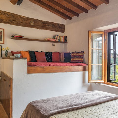 Make yourself comfortable in the bedroom's reading nook