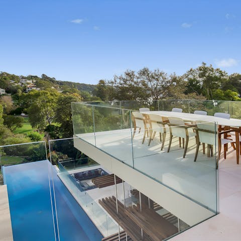 Dry off from a dip in the pool before feasting outside