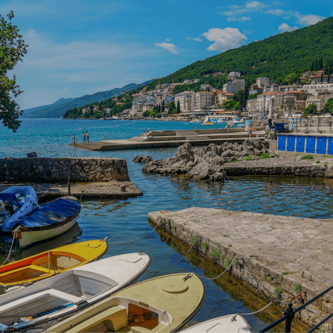 Discover Opatija's beaches, fifteen-minutes away by car