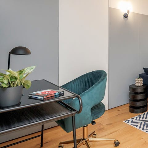 Catch up on work in the dedicated desk area