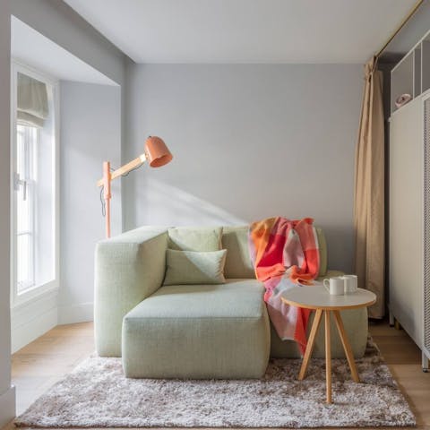 Relax in the light-filled reading nook
