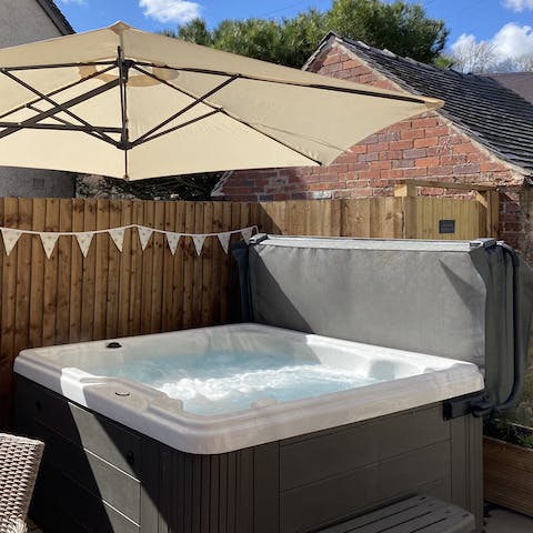 After hiking through the countryside, enjoy a long soak in the hot tub