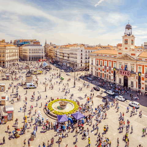 Walk a few minutes to Nueva Numancia metro station and head out to see the sights