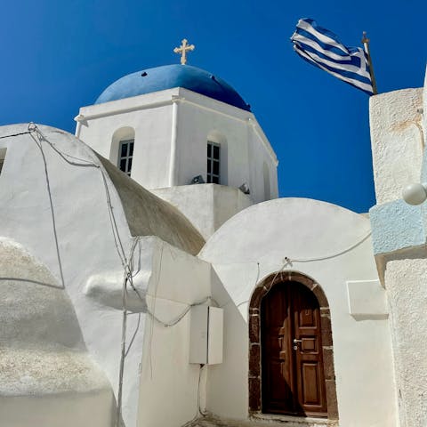 Stay in Pyrgos, the highest village on the island