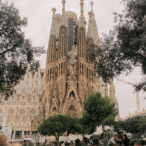 Explore iconic sights like Sagrada Família – a short metro ride away