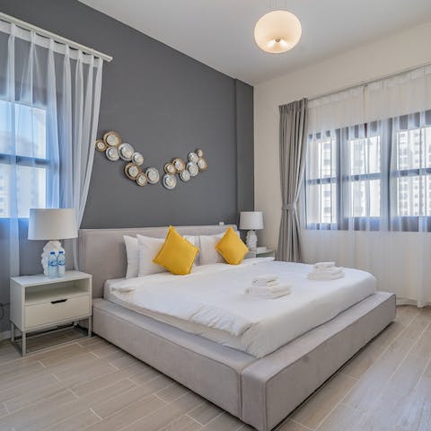 Wake up in the comfortable bedroom feeling rested and ready for another day of Dubai sightseeing