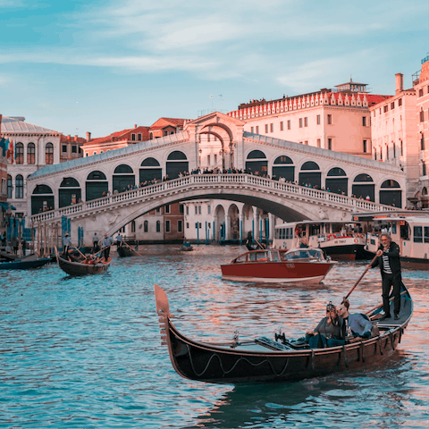 Find your way to the beautiful Rialto Bridge – only a short walk away
