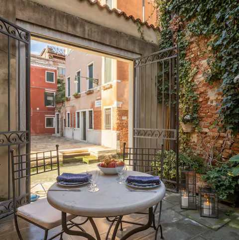 Enjoy an alfresco breakfast on the private, waterfront patio