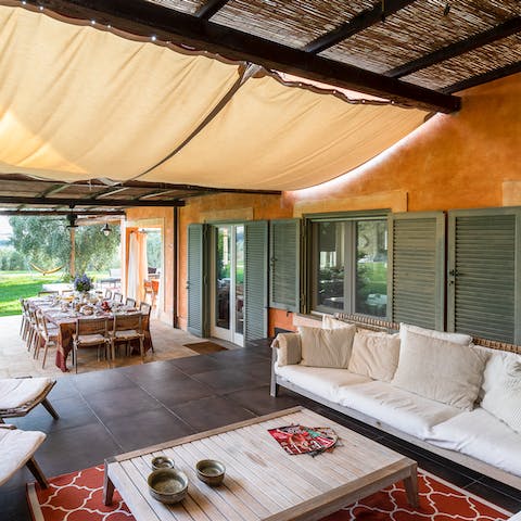 Dine alfresco under the canopy