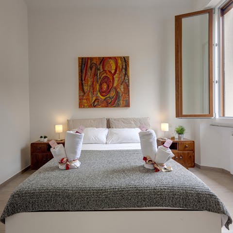 Retreat to the bedroom after a busy day exploring Florence's many landmarks