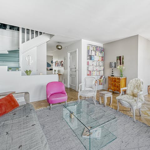 Relax amid the typically French interiors of the living area after a day out in the city