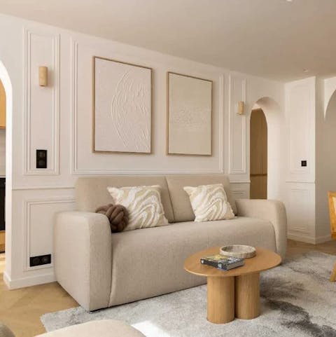 Relax on the comfy sofa with a glass of chilled French rosé wine