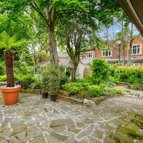 Take a serene walk through the private garden