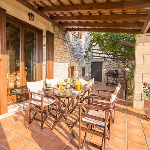 Fire up the barbecue and grill produce bought from the local village