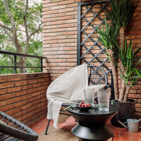 Find the perfect spot for your morning coffee or tea on the balcony