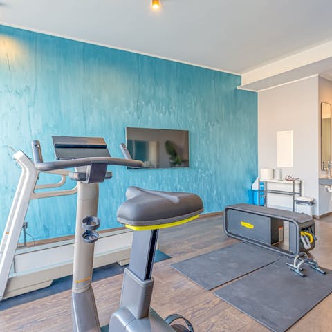 Keep on top of your fitness routine in the on-site gym