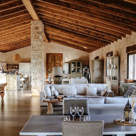 Get together in the barn-sized kitchen, living and dining room for social evenings