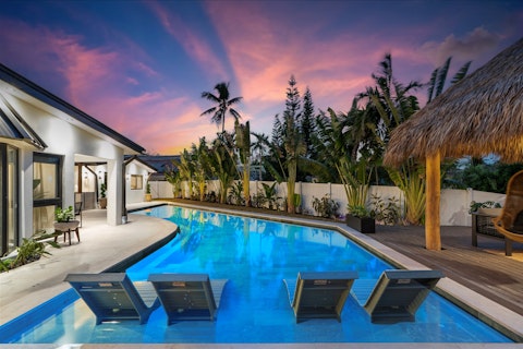 Savour a slow sunset swim in the private pool