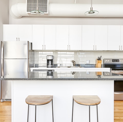 Grab a bite to eat at the sleek breakfast bar before setting off to explore