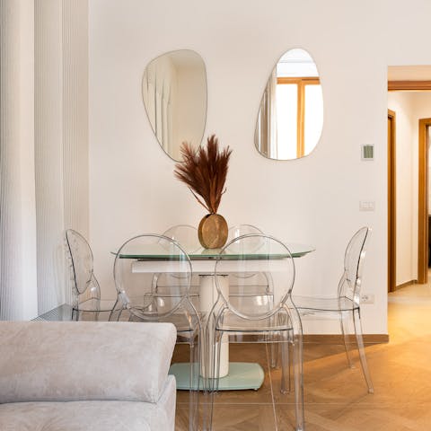Nibble on Italian snacks around the dining table