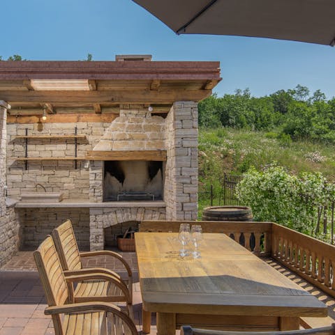 Cook up a storm on the barbecue and serve at the outdoor table