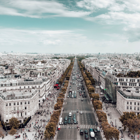 Shop at the boutiques on the Champs-Élysées, a two-minute stroll away