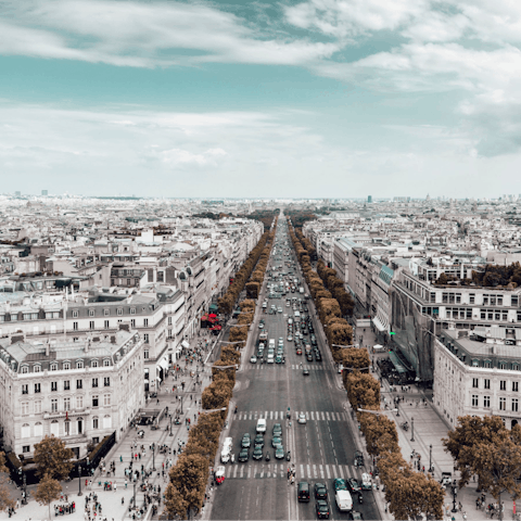 Shop at the boutiques on the Champs-Élysées, a two-minute stroll away
