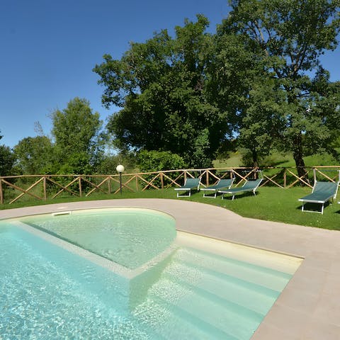 Take a dip in the cool waters of the shared outdoor swimming pool