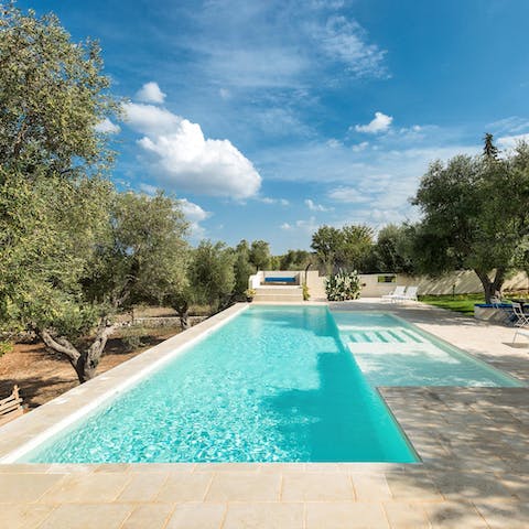Swim lengths in this refreshing pool before gathering for a family picnic on the lawn