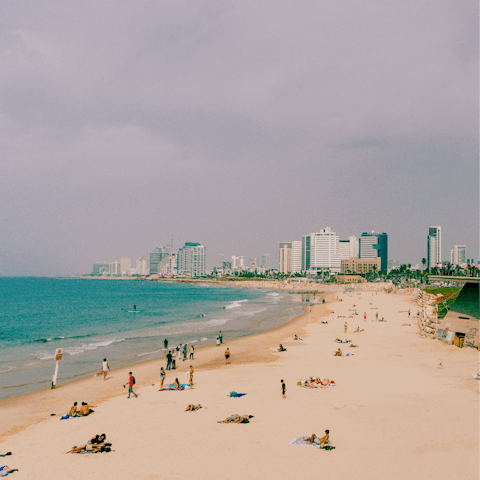 Walk to Frishman Beach, one of Tel Aviv's sandy beaches