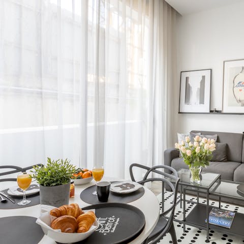 Start your day with a delicious breakfast at the dining table
