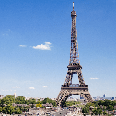 Take a half-an-hour's stroll down to the Eiffel Tower or hop on the metro and arrive there in fifteen-minutes