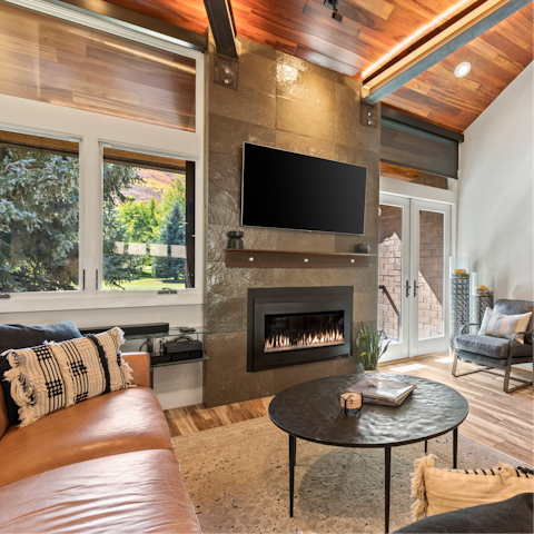 Cosy up in front of the fireplace