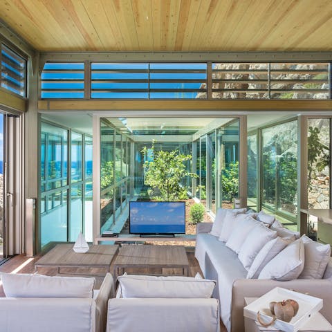 Curl up on the comfy sofa with a good book, or watch a movie once the sun has set