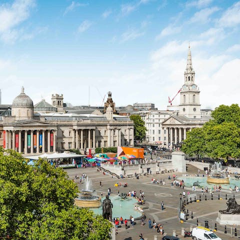 Stay in the very heart of London, overlooking Trafalgar Square and National Gallery