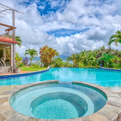 Swim in the communal pool to cool off in the Costa Rican heat