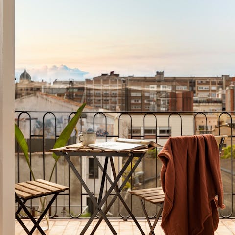 Take in city views while enjoying your morning coffee on the balcony