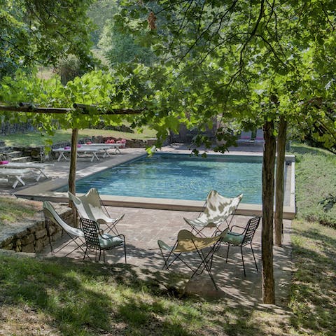 Spend warm afternoons floating about in the private pool