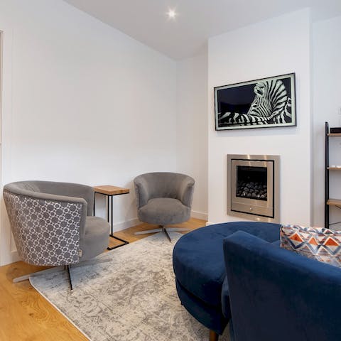 Put your feet up in the living space at the end of a busy day