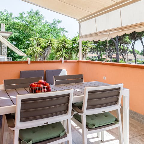 Head out to the private terrace for a cold drink in the evening